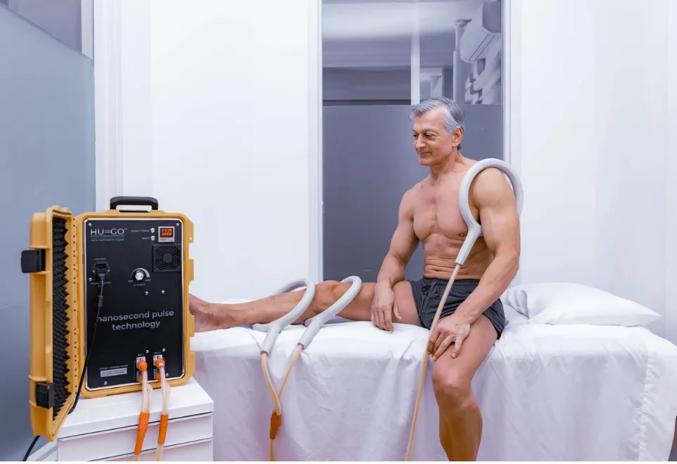 Patient receiving PEMF therapy at the clinic