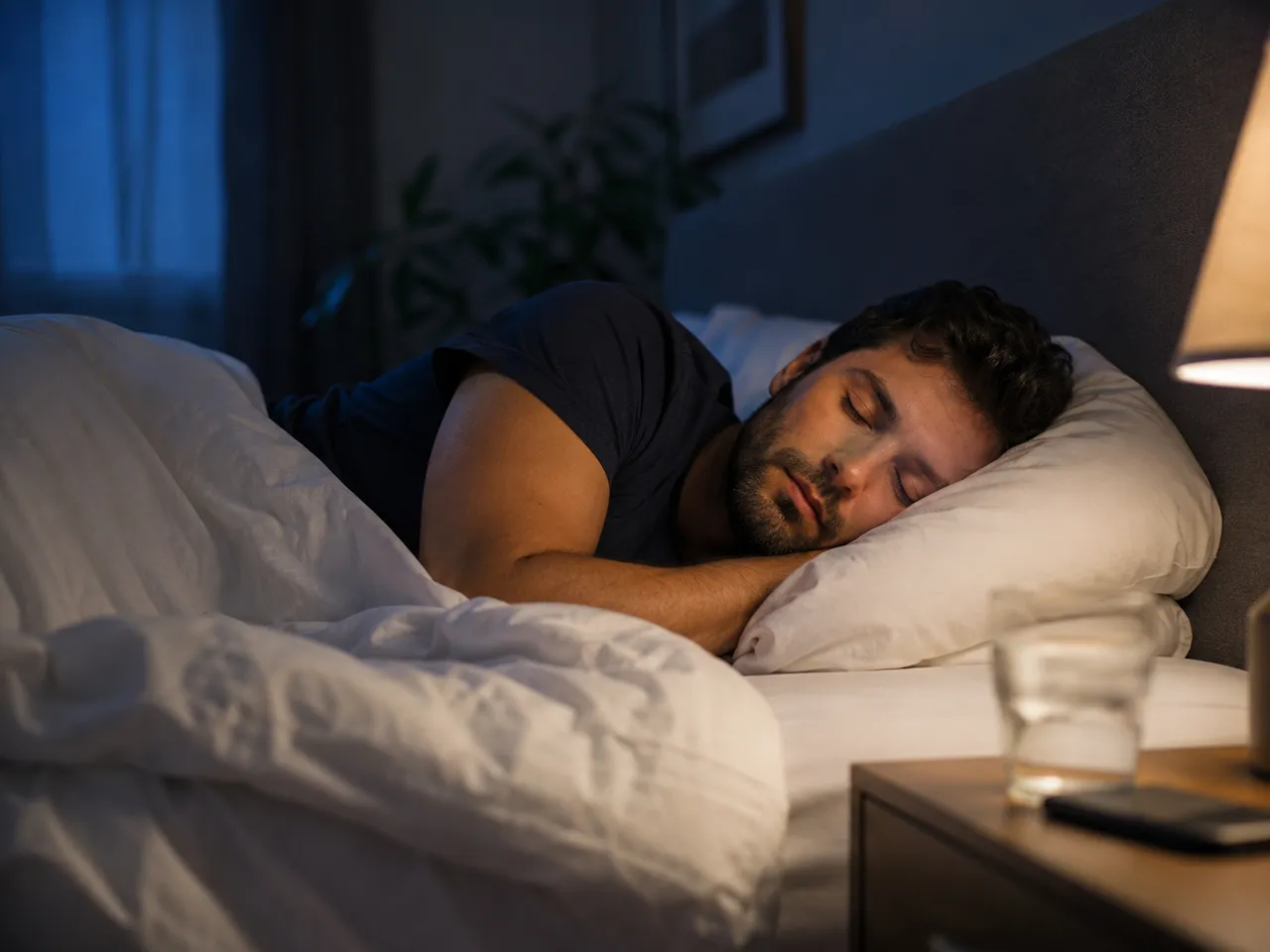 Man sleeping soundly at night