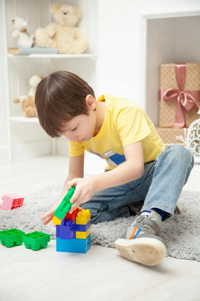 Child during a psycho-motor development activity